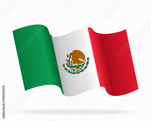 Mexican flag wavy background layout. Vector illustration.