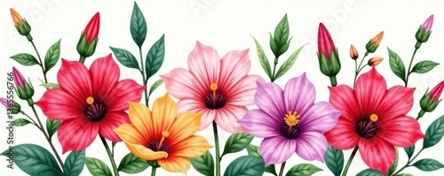 Vibrant bellflower arrangement, seasonal recipe ideas, watercolor painting, macro, floral, still life