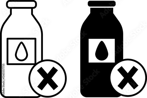 Lactose Free Icons. Black and White Vector Illustration. Lactose Free Milk. Label For Packaging. Healthy Lifestyle. Nutrition Concept