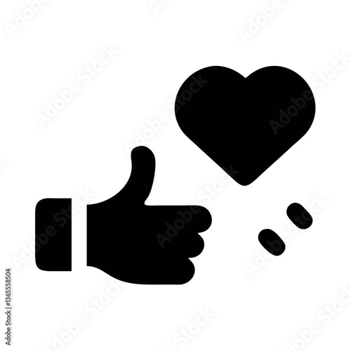 An eye-catching vector illustration of a hand giving a thumbs up sign, alongside a heart shape. It's a bold and simple design that exudes positivity and affection.