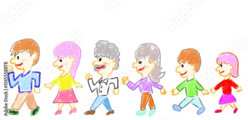 歩くファミリー