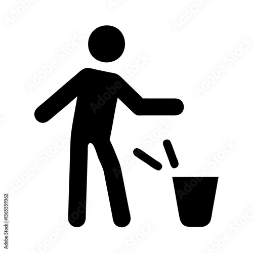 A person throwing trash in the garbage. It signifies cleanliness and environmental protection 