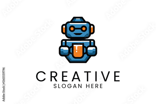 Cute robot logo design for technology company, ai, automation, and robotics industry