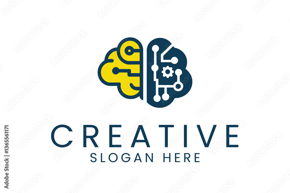 Fototapeta premium Ai brain logo design artificial intelligence technology machine learning vector