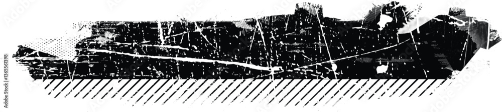 Obraz premium Grunge textured banner with rough edges. Halftone dots texture. Overlay grunge texture . Simply place texture over any object to create grunge effect . Banner with scratched surface for your design