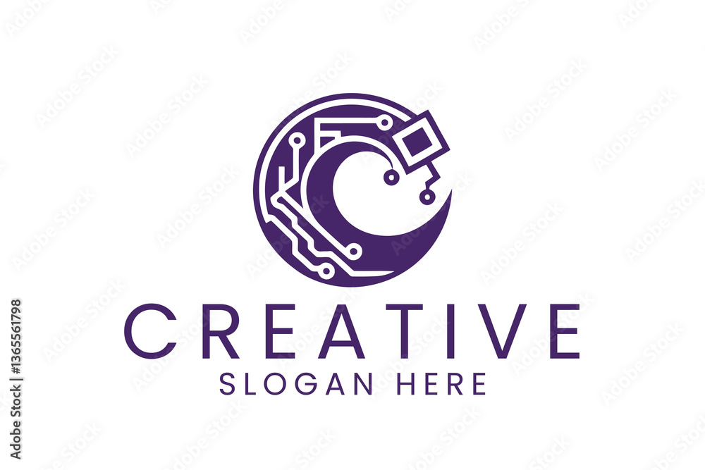 Technology logo design circuit board vector illustration modern tech company icon Technology logo design circuit board vector illustration modern tech company icon