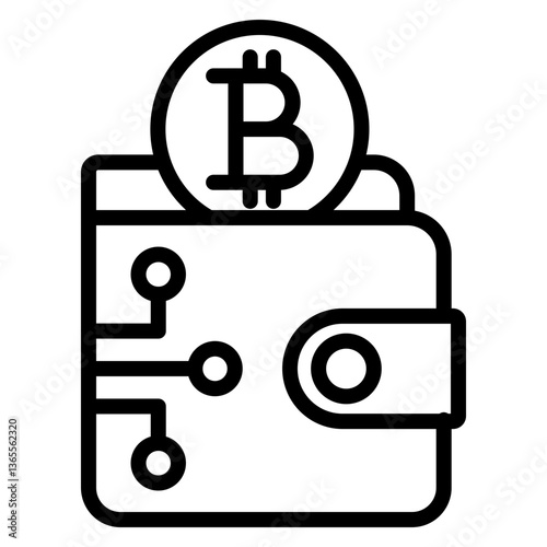 Hardware Wallet Vector Line Icon Design