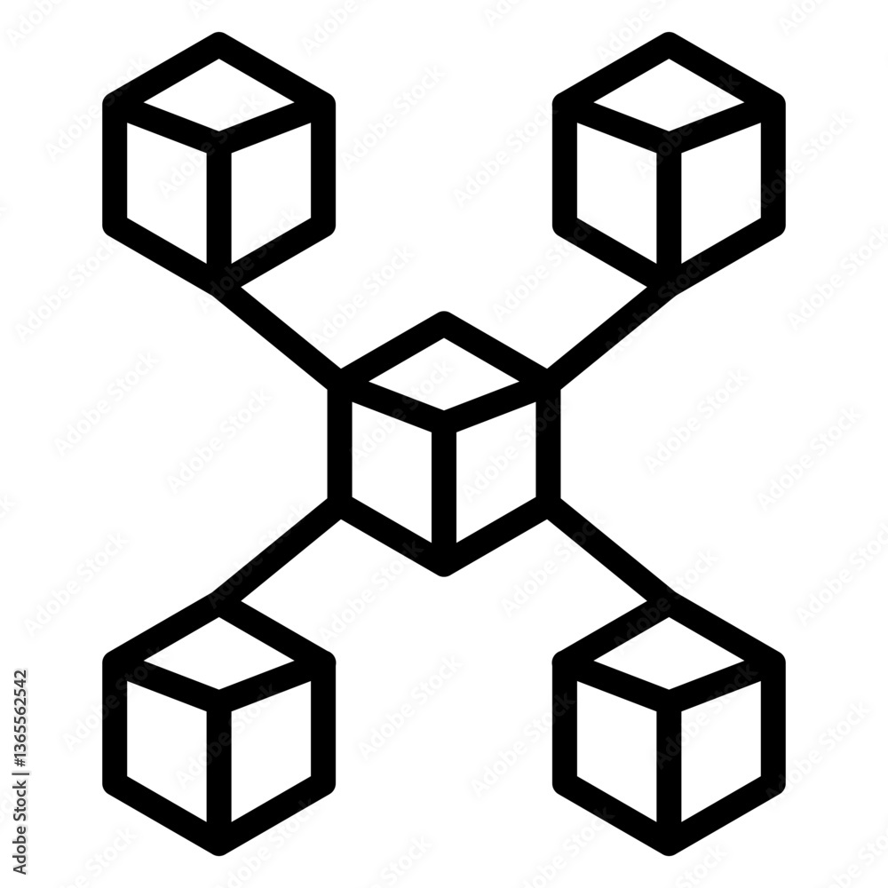 Blockchain Network Vector Line Icon Design Blockchain Network Vector Line Icon Design