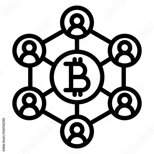 Decentralized Network Vector Line Icon Design