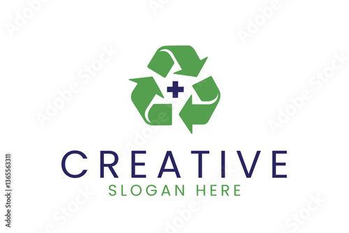 Eco friendly recycling logo design for environmental sustainability and healthcare