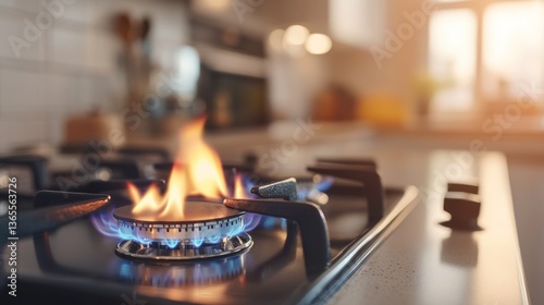 Gas stove burner blue flame kitchen