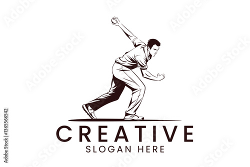 Cricket bowler vector illustration for sports team logo design and branding identity