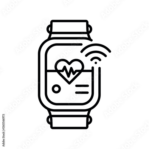 smart watch black line icon for digital and print projects.