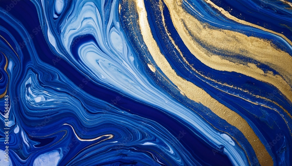 Obraz premium blue marble and gold abstract background texture indigo ocean blue marbling with natural luxury style swirls of marble and gold powder