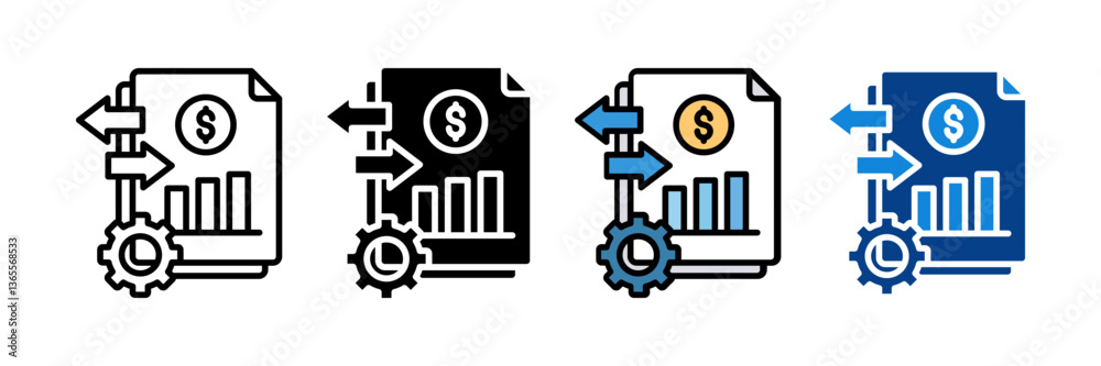 Cash Flow Management Icon Set Multiple Style Collection Cash Flow Management Icon Set Multiple Style Collection