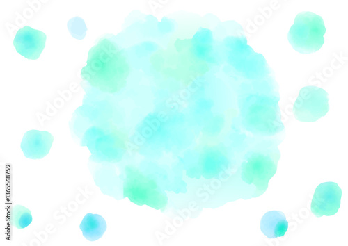 水彩　水玉セット　ブルー