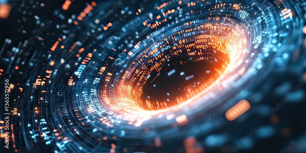 Obraz premium Abstract visualization of digital data transfer and deep learning algorithms, created by ai generated