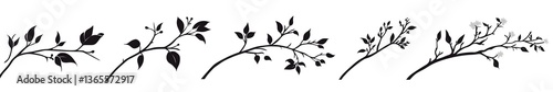 Elegant Branch Silhouettes: a set of five artistic branch outlines. perfect for a range of design projects, conveying the subtle elegance of botanical life. 