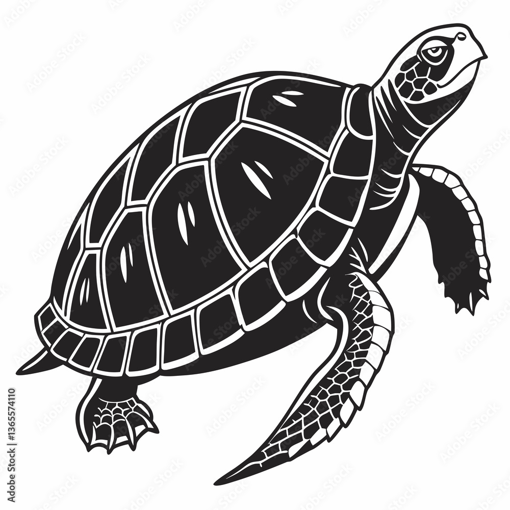 Fototapeta premium Box turtle silhouette black vector