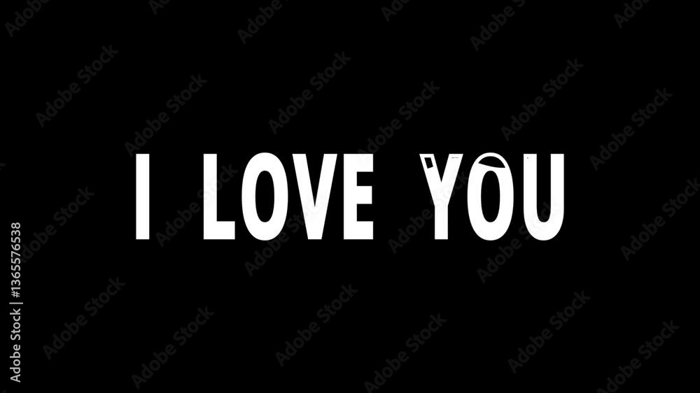 i love you text design with a unique modern typography style, black and white lettering with a minimalistic look, ideal for romantic, elegant and creative design projects	