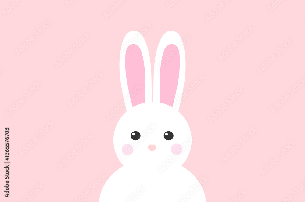 Fototapeta premium Cute white bunny on pink background. Easter bunny. Vector illustration.