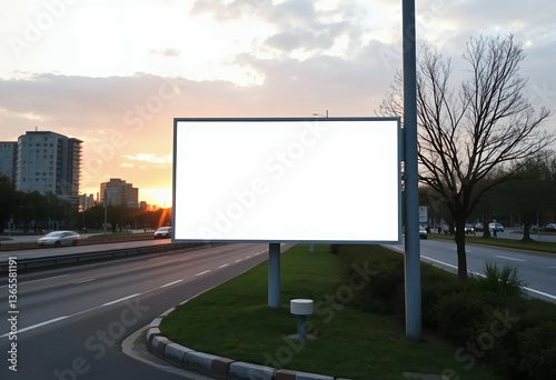 large white billboard on the side of the highway