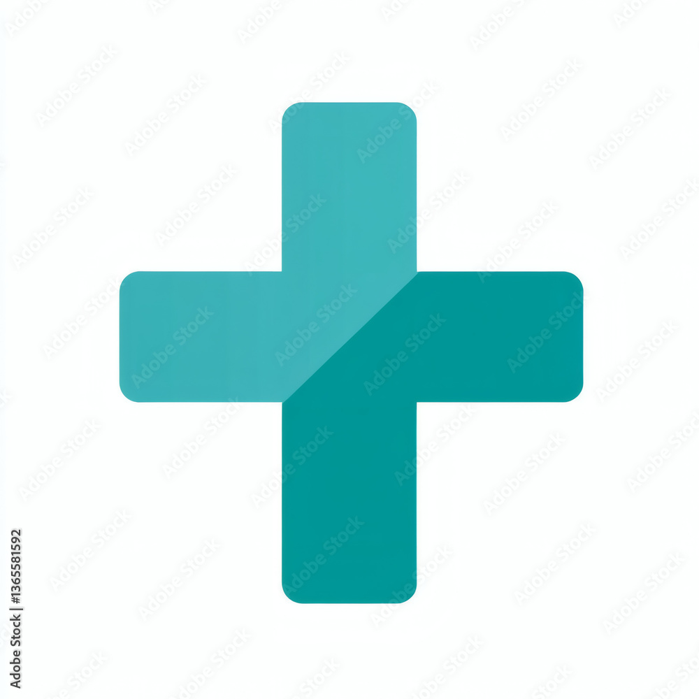 Obraz premium Simple Bold Medical Cross Icon in Teal Color 