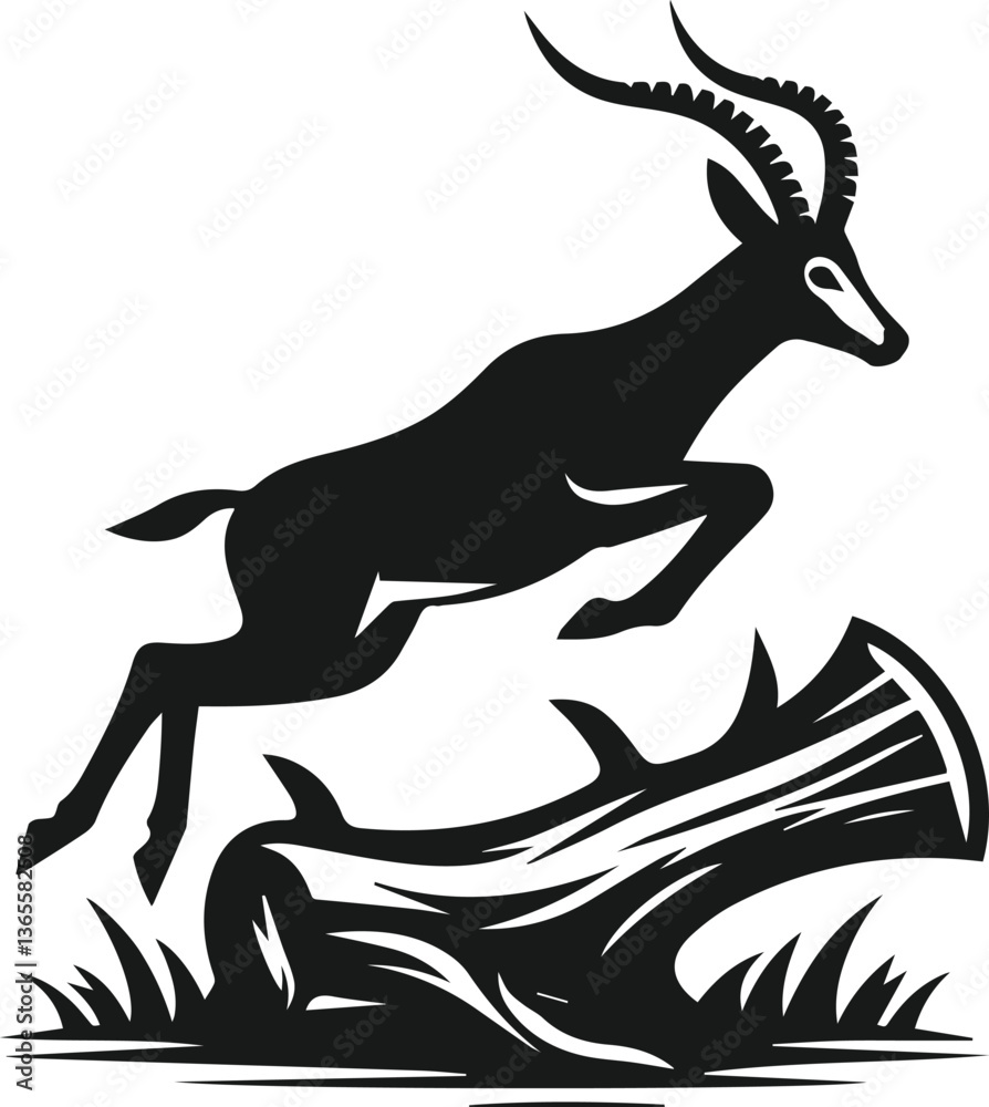 Obraz premium Antelope vector black silhouette