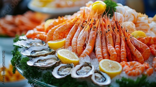Seafood Platter: Shrimp, Oysters, Lemons
