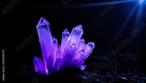 Glowing Purple and Blue Crystals A Mesmerizing Cave Formation