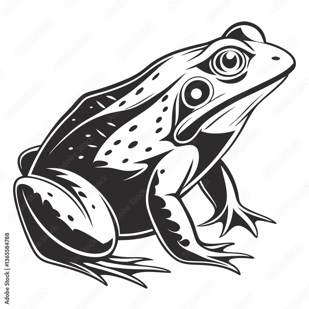 Fototapeta premium Bullfrog silhouette black vector