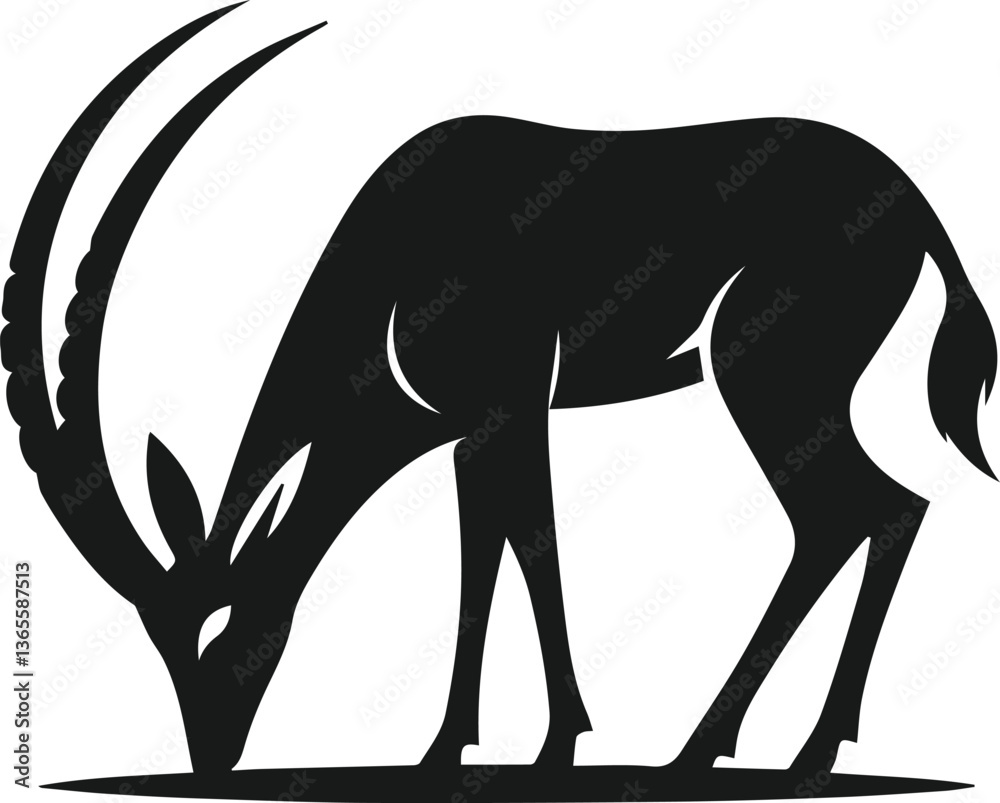 Fototapeta premium Antelope vector black silhouette