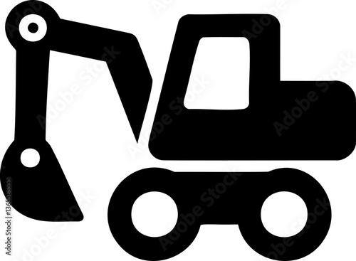 Excavator machinery working on construction, Toy excavator vector