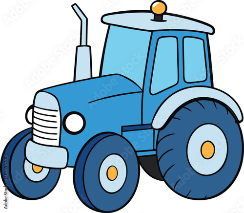 Tractor with Plow Vector Artwork