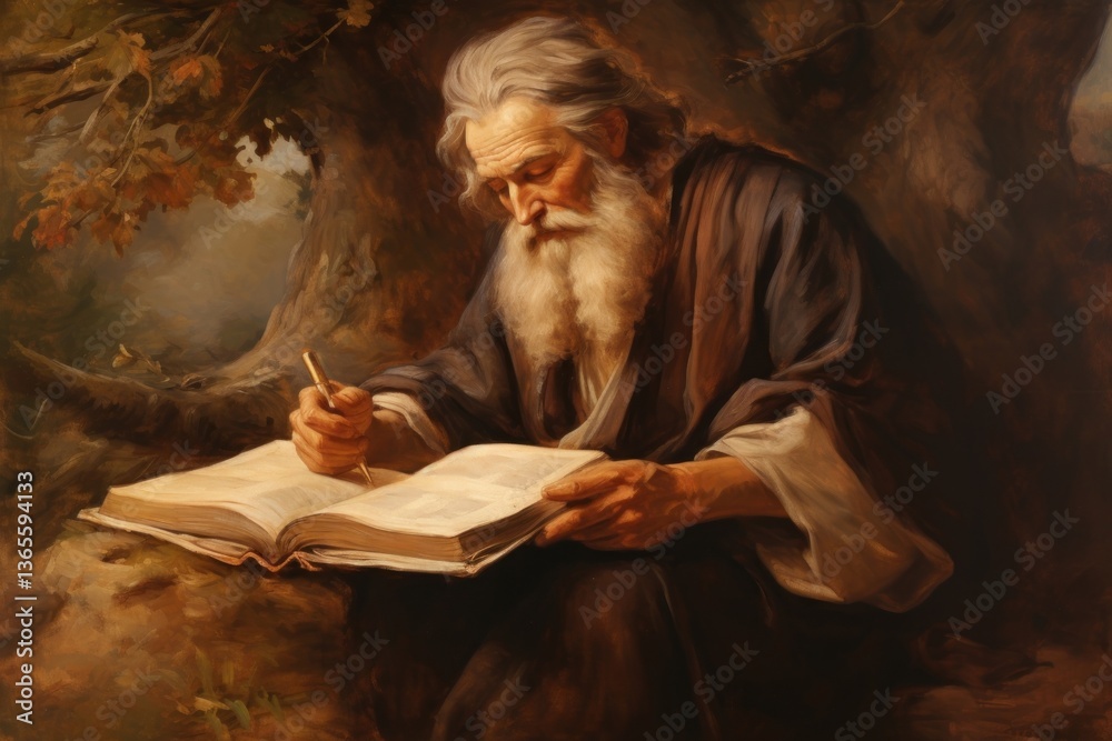 Fototapeta premium Bible painting art man.