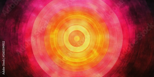 A vibrant red, yellow, and orange circle set against a black background