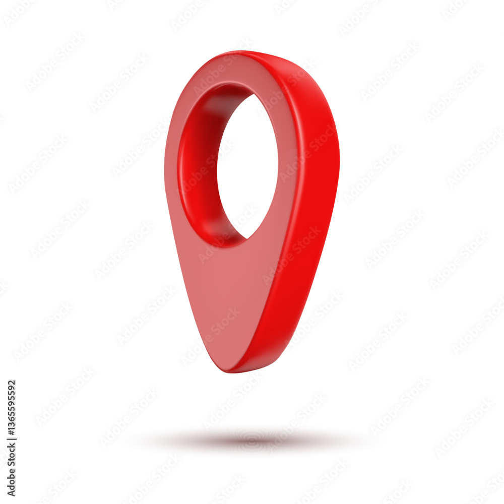 3D red map pointer pin isolated on a white background, smooth, glossy. Ideal for web, app or poster design, geolocation and travel. Vector illustration 3D red map pointer pin isolated on a white background, smooth, glossy. Ideal for web, app or poster design, geolocation and travel. Vector illustration