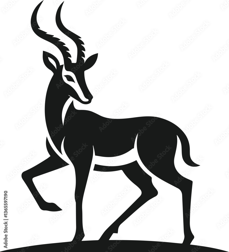 Obraz premium Antelope vector black silhouette