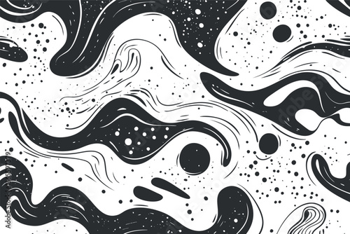 Abstract black and white swirling pattern ideal for modern design and backgrounds.