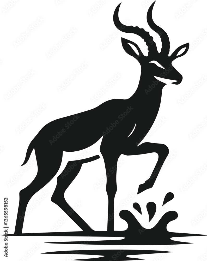 Obraz premium Antelope vector black silhouette