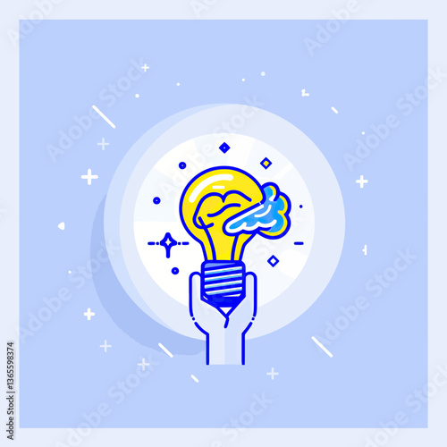 A person holding a lit bulb, representing the concept of innovation and achievement