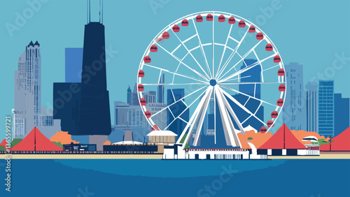 Navy Pier Centennial Wheel - Chicago, Illinois .eps