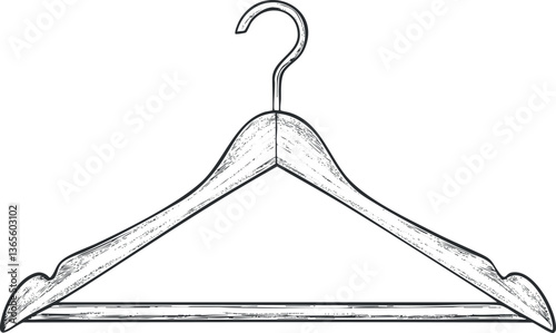 Vector illustration of a wooden clothes hanger for wardrobe organization.