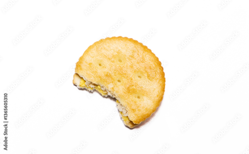 Biscuits with cheese cream filling isolated on white background. After edits. Biscuits with cheese cream filling isolated on white background. After edits.