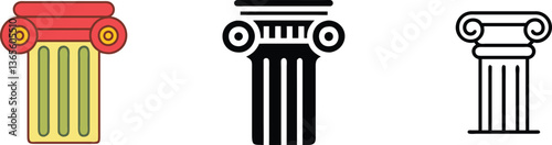 Classical Columns Three Styles, Design, Architecture, Icons, Illustration