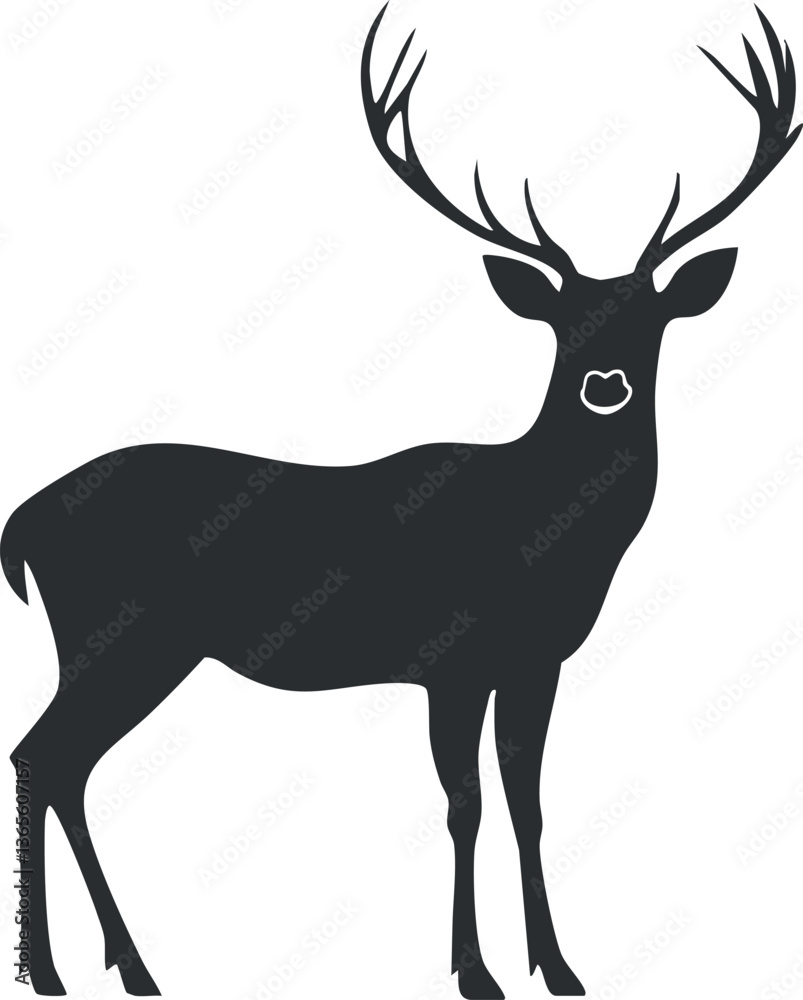Fototapeta premium Deer silhouette illustration for nature-themed designs and wildlife projects.