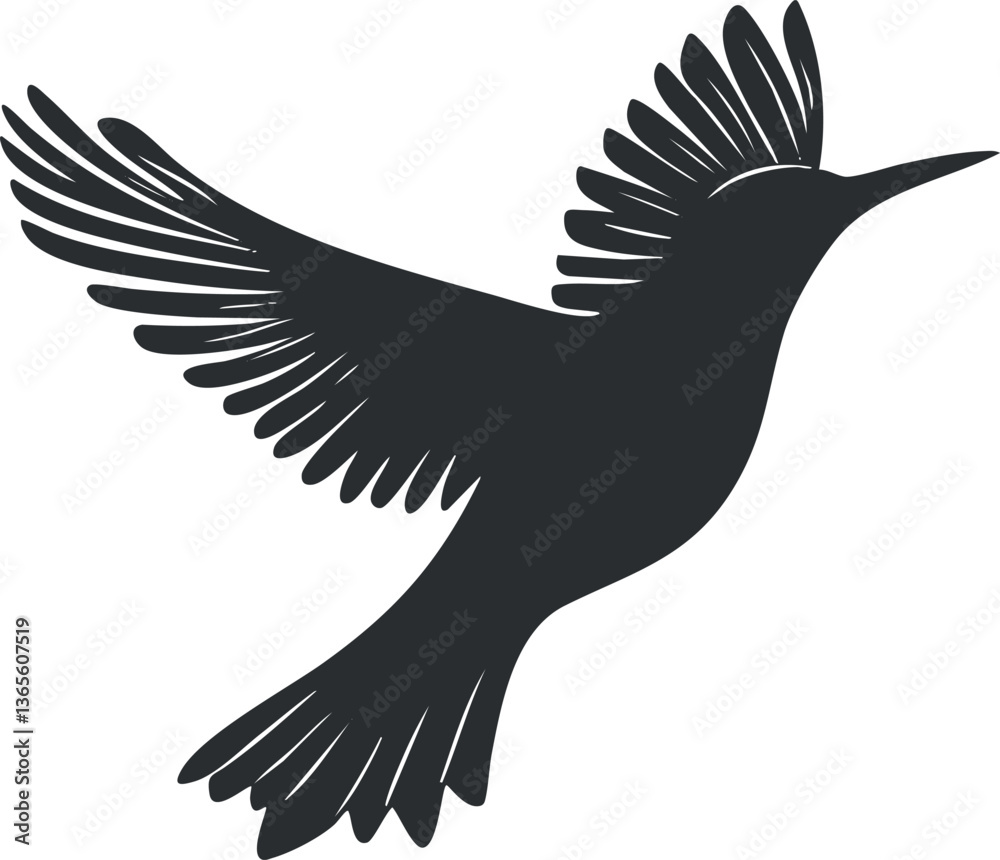 Obraz premium Elegant hummingbird silhouette vector for nature-themed designs and decorations.
