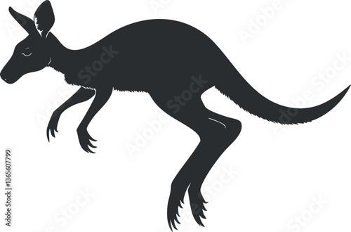 Silhouette of a kangaroo jumping, ideal for wildlife and Australian themed designs.