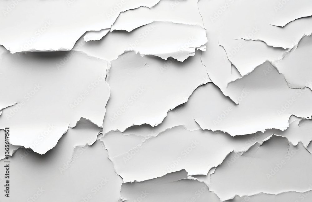 Close up of white paint peeling and cracking on a wall creating an abstract textured surface look Close up of white paint peeling and cracking on a wall creating an abstract textured surface look