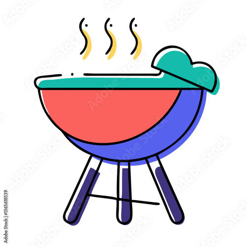 barbecue, cook, cookout, fire, food, grill, illustration, menu, party, picnic, vintage, weekend